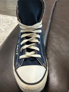 Women Navy Canvas High-Top Sneakers with White Toe